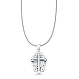 Cross Pendant Snake Chain Necklace Filigree Oxidized 925 Sterling Silver