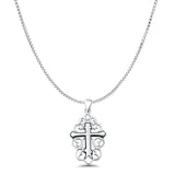 Cross Pendant Box Chain Necklace Filigree Oxidized 925 Sterling Silver