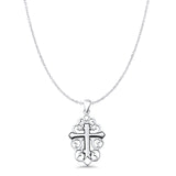 Cross Pendant Cable Chain Necklace Filigree Oxidized 925 Sterling Silver