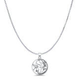 Sun Moon & Star Pendant Box Chain Necklace Oxidized 925 Sterling Silver