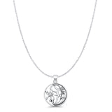 Sun Moon & Star Pendant Cable Chain Necklace Oxidized 925 Sterling Silver