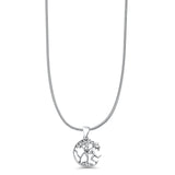 Tree & Man Pendant Snake Chain Necklace Oxidized 925 Sterling Silver