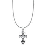 Cross Pendant Snake Chain Necklace Oxidized 925 Sterling Silver