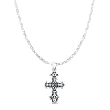 Cross Pendant Rolo Chain Necklace Oxidized 925 Sterling Silver