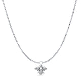 Flying Bug Pendant Box Chain Necklace Oxidized 925 Sterling Silver