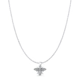 Flying Bug Pendant Cable Chain Necklace Oxidized 925 Sterling Silver