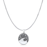 Ocean Pendant Oxidized Box Chain Necklace 925 Sterling Silver