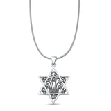 Star Of David Pendant Oxidized Snake Chain Necklace 925 Sterling Silver