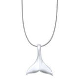 Whale Tail Pendant Snake Chain Necklace 925 Sterling Silver