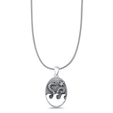 Ocean Pendant Oxidized Snake Chain Necklace 925 Sterling Silver