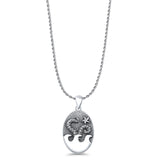 Ocean Pendant Oxidized Rope Chain Necklace 925 Sterling Silver
