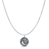 Moon, Star & Cloud Pendant Oxidized Box Chain Necklace 925 Sterling Silver