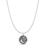 Moon, Star & Cloud Pendant Oxidized Bead Chain Necklace 925 Sterling Silver