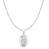 Virgin Mary Pendant Box Chain Necklace 925 Sterling Silver