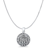 Aztec Bear Paw Runes Pendant Oxidized Box Chain Necklace 925 Sterling Silver