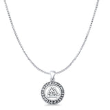 Valknut Pendant Oxidized Box Chain Necklace 925 Sterling Silver