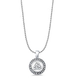 Valknut Pendant Oxidized Rope Chain Necklace 925 Sterling Silver