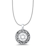 Star of David Pendant Oxidized Snake Chain Necklace 925 Sterling Silver
