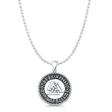 Triquetra Runes Pendant Oxidized Bead Chain Necklace 925 Sterling Silver