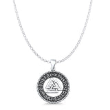 Triquetra Runes Pendant Oxidized Rolo Chain Necklace 925 Sterling Silver