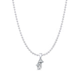 Mushroom Pendant Oxidized Bead Chain Necklace 925 Sterling Silver
