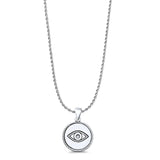 Evil Eye Pendant Oxidized Rope Chain Necklace 925 Sterling Silver