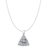 Evil Eye & Pyramid Pendant Cable Chain Necklace Oxidized 925 Sterling Silver