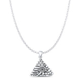 Eye of Horus & Pyramid Pendant Rolo Chain Necklace Oxidized 925 Sterling Silver