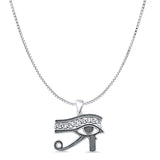 Eye of Horus Pendant Box Chain Necklace Trinity Oxidized 925 Sterling Silver
