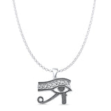 Eye of Horus Pendant Rolo Chain Necklace Trinity Oxidized 925 Sterling Silver