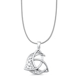 Triquetra & Celtic Moon Pendant Snake Chain Necklace Oxidized 925 Sterling Silver