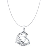 Triquetra & Celtic Moon Pendant Cable Chain Necklace Oxidized 925 Sterling Silver