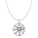 Sun Moon & Stars Pendant Rolo Chain Necklace Oxidized 925 Sterling Silver