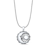 Moon & Sun Pendant Rope Chain Necklace Oxidized 925 Sterling Silver