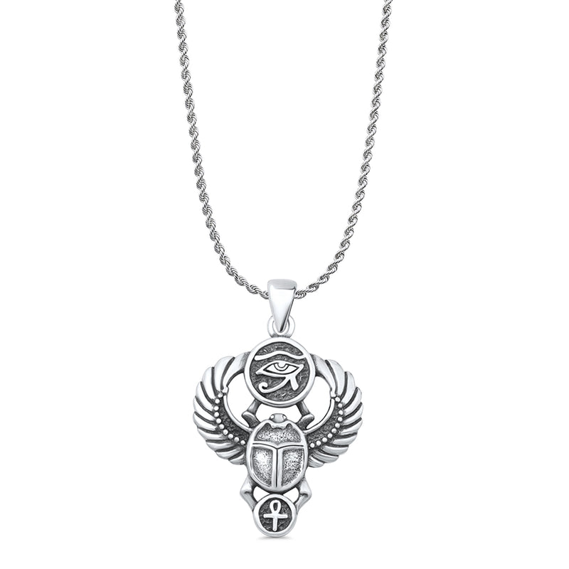 Scarab & Eye of Horus Pendant Necklace