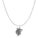 Wolf Viking Pendant Box Chain Necklace Oxidized 925 Sterling Silver