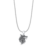 Wolf Viking Pendant Rope Chain Necklace Oxidized 925 Sterling Silver