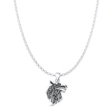 Wolf Viking Pendant Rolo Chain Necklace Oxidized 925 Sterling Silver