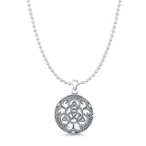 Celtic Knot Pendant Bead Chain Necklace Oxidized 925 Sterling Silver