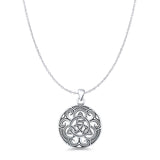 Celtic Knot Pendant Cable Chain Necklace Oxidized 925 Sterling Silver