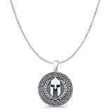Viking Helmet Pendant Box Chain Necklace Oxidized 925 Sterling Silver