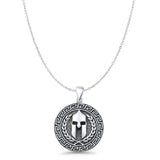 Viking Helmet Pendant Cable Chain Necklace Oxidized 925 Sterling Silver