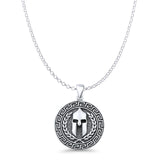 Viking Helmet Pendant Rolo Chain Necklace Oxidized 925 Sterling Silver