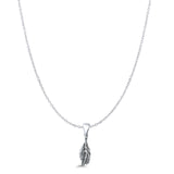 Leaf Pendant Cable Chain Necklace Oxidized 925 Sterling Silver
