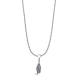 Leaf Pendant Rope Chain Necklace Oxidized 925 Sterling Silver