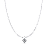 Flower Pendant Rolo Chain Necklace Oxidized 925 Sterling Silver