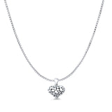 Heart Pendant Box Chain Necklace Oxidized 925 Sterling Silver