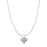 Heart Pendant Bead Chain Necklace Oxidized 925 Sterling Silver