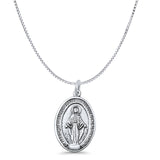Saint Pendant Box Chain Necklace Oxidized 925 Sterling Silver