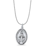 Saint Pendant Rope Chain Necklace Oxidized 925 Sterling Silver